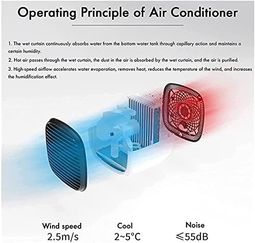 Portable Air Cooler Mini Handle Evaporative Personal Rechargeable Air Conditioner 2 Fan Speed Desktop Cooling Fan for Room Home Office (Color : White)