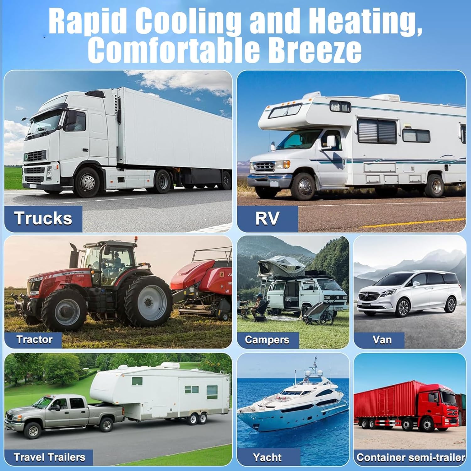 12V/24V Electric RV Roof Air Conditioner, Truck Cab Camper Air Conditioner Cooling/Heating, Non-Ducted Air Conditioner Low Noise for Buses, Trailers, Van,White-24V