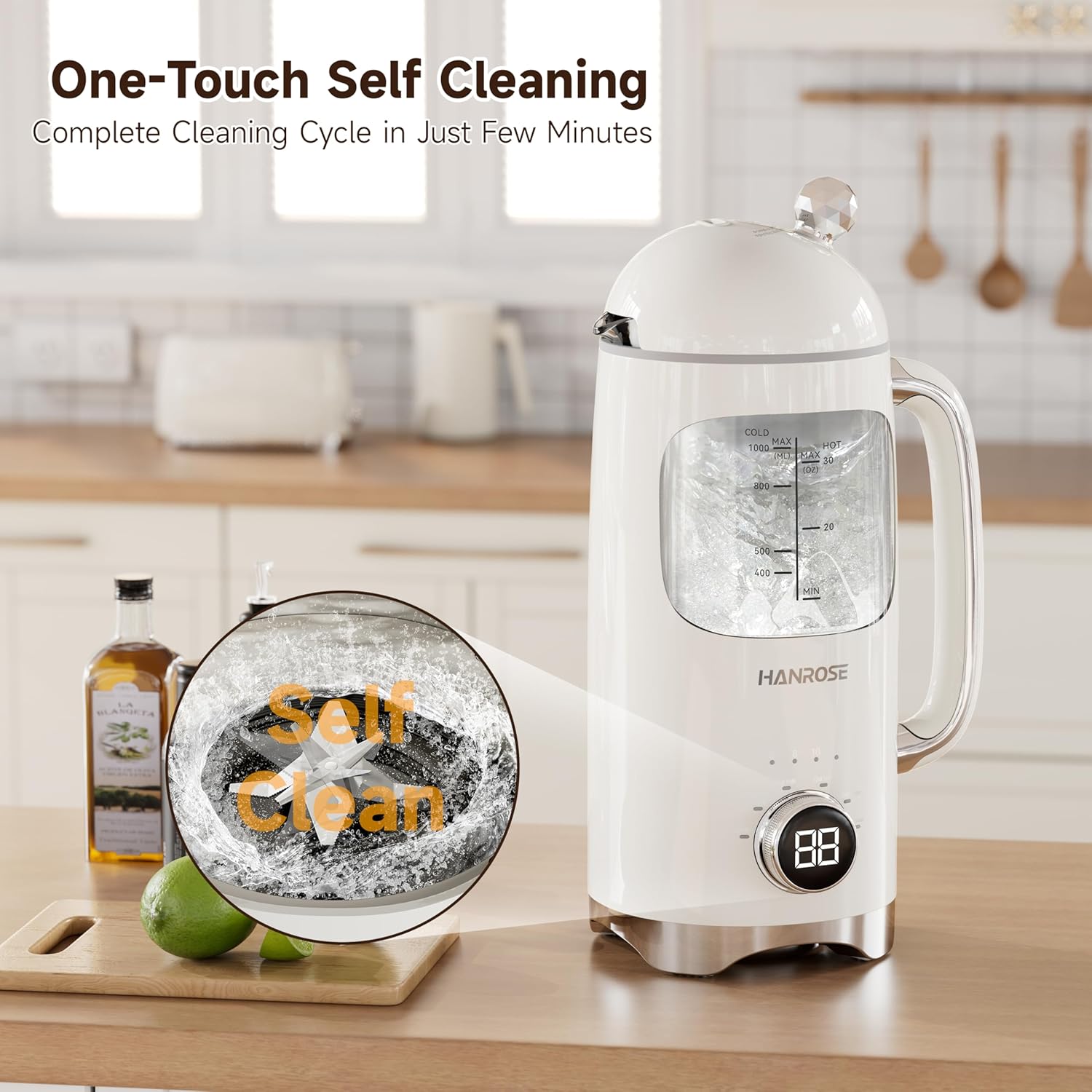 6-in-1 Upgraded 34oz Nut Milk Maker Machine with 8 Stainless Steel Blades, Automatic Plant-Based Milk Maker for Homemade Soy, Almond, Oat, Shakes & More, Keep Warm, Delay Timer & Self-Cleaning