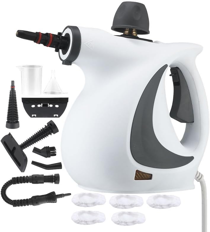 Steam Cleaner, Multi-Surface Steamer with Accessories, Fast Heat-Up for Floors, Tiles, Grout, Upholstery & Car Detailing, Powerful Steam Cleaner for Home/Car (1 Set + 5 Fiber Cloths)