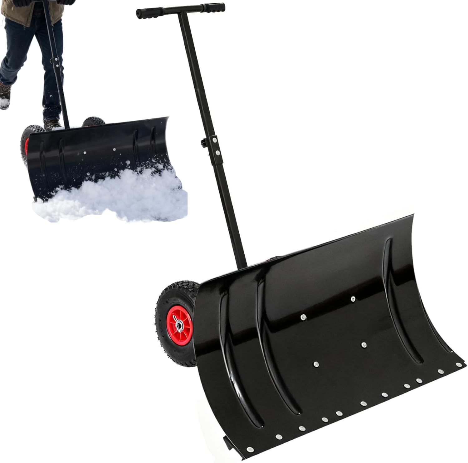 Snow Shovel with Wheels,Heavy Duty Metal Snow Shovels 30