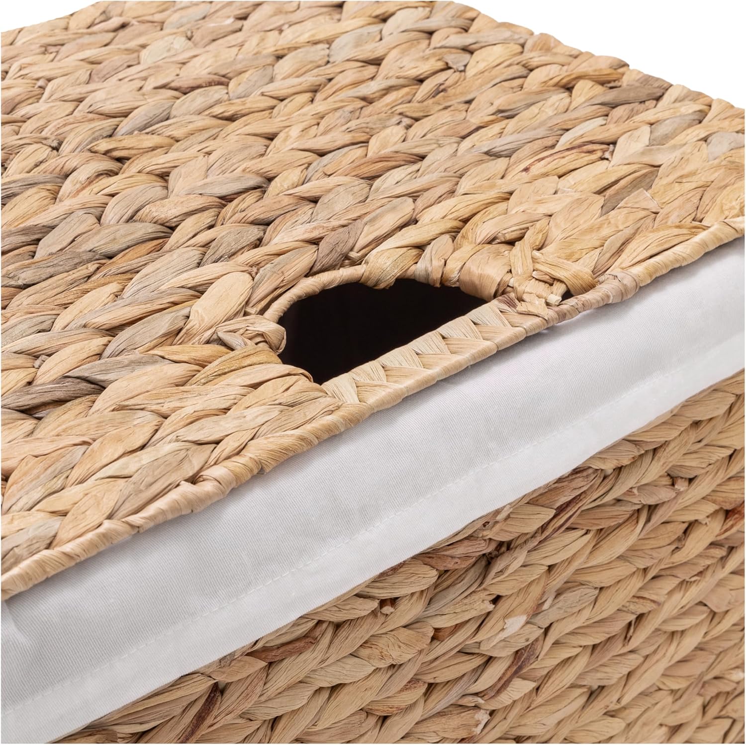 Seville Classics Premium Natural Handwoven Portable Laundry Bin Basket with Carrying Handles, Natural Water Hyacinth, Rectangular, Volume: 2.5 bushels or 3.1 cu. ft, 18.5