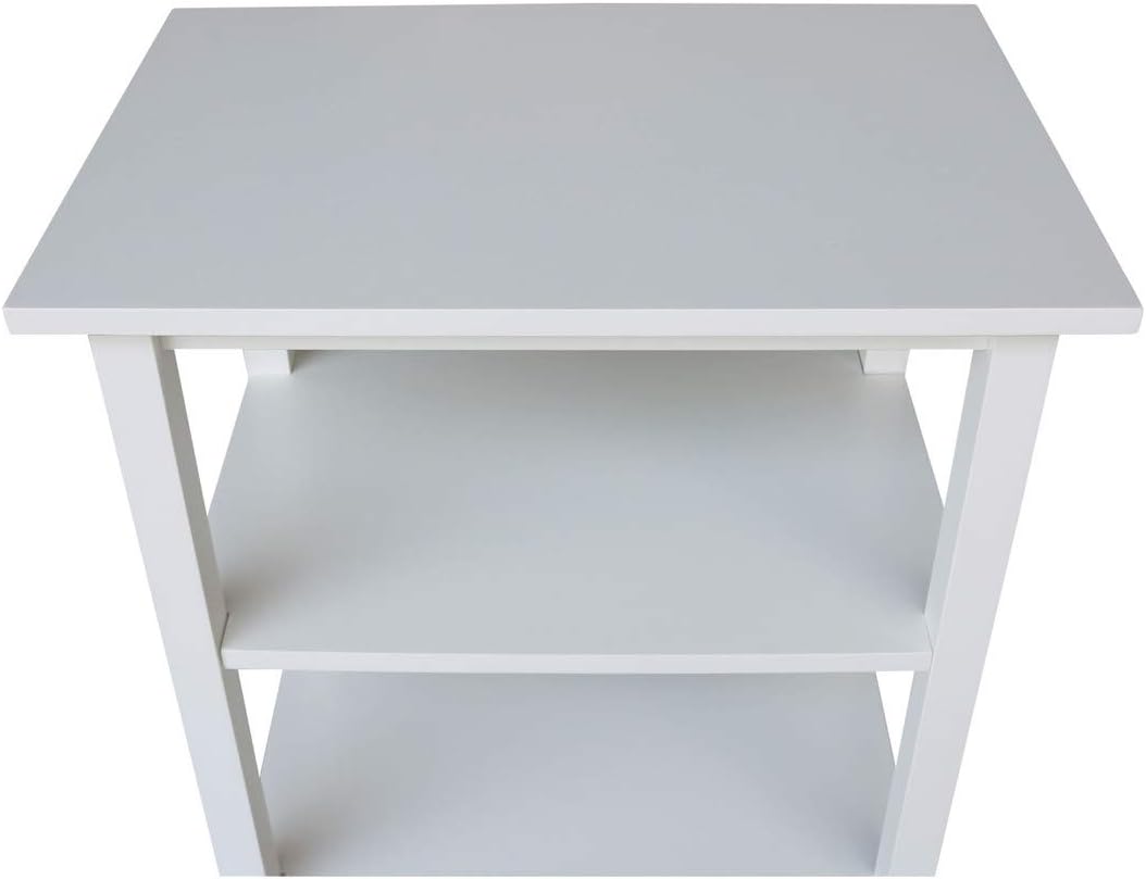 Solid Wood Rolling Microwave Cart, White