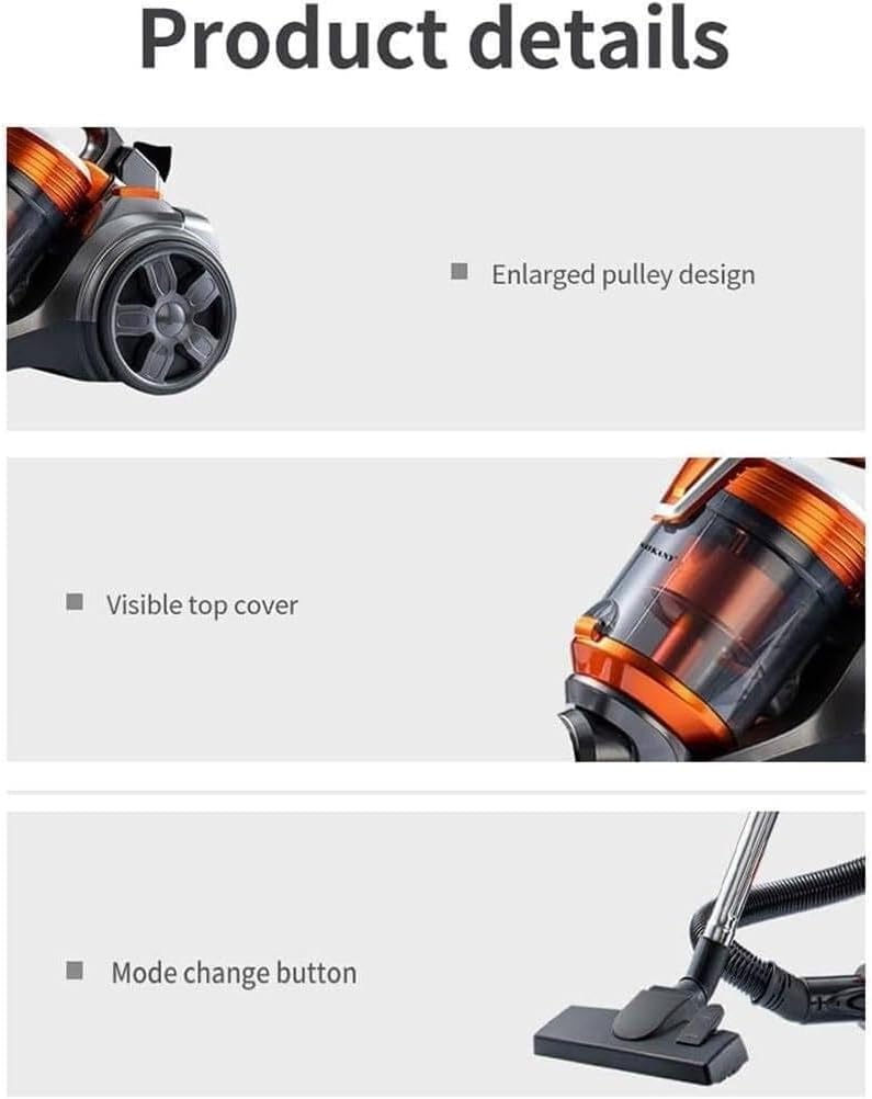 High Capacity Dust Container 3.5L, Bagless Cylinder Vacuum Cleaner, 15000PA 3600W Cyclonic Carpet and Hard Floor Cleaner