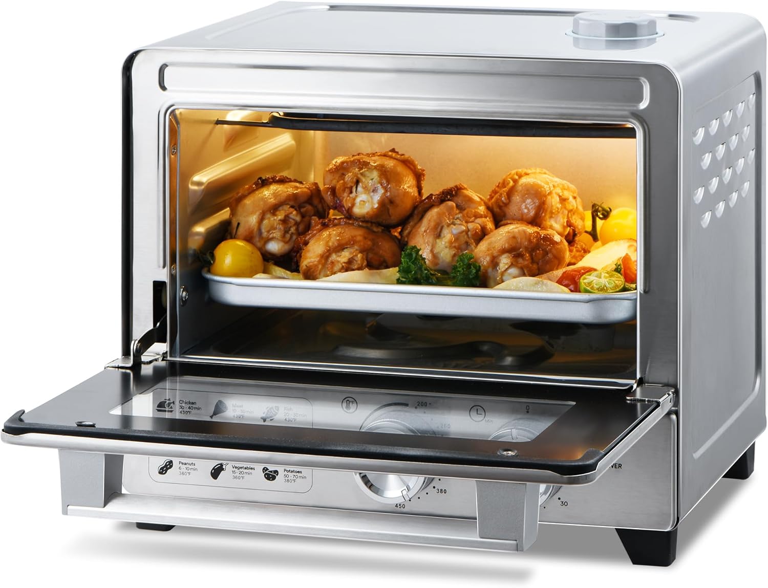 13QT Compact 6-in-1 Steam Oven, Stainless Steel Countertop Convection Oven, Fast Preheat, Air Fry, Bake, Roast, Broil, Reheat & Steam, Perfect for Small Contertop