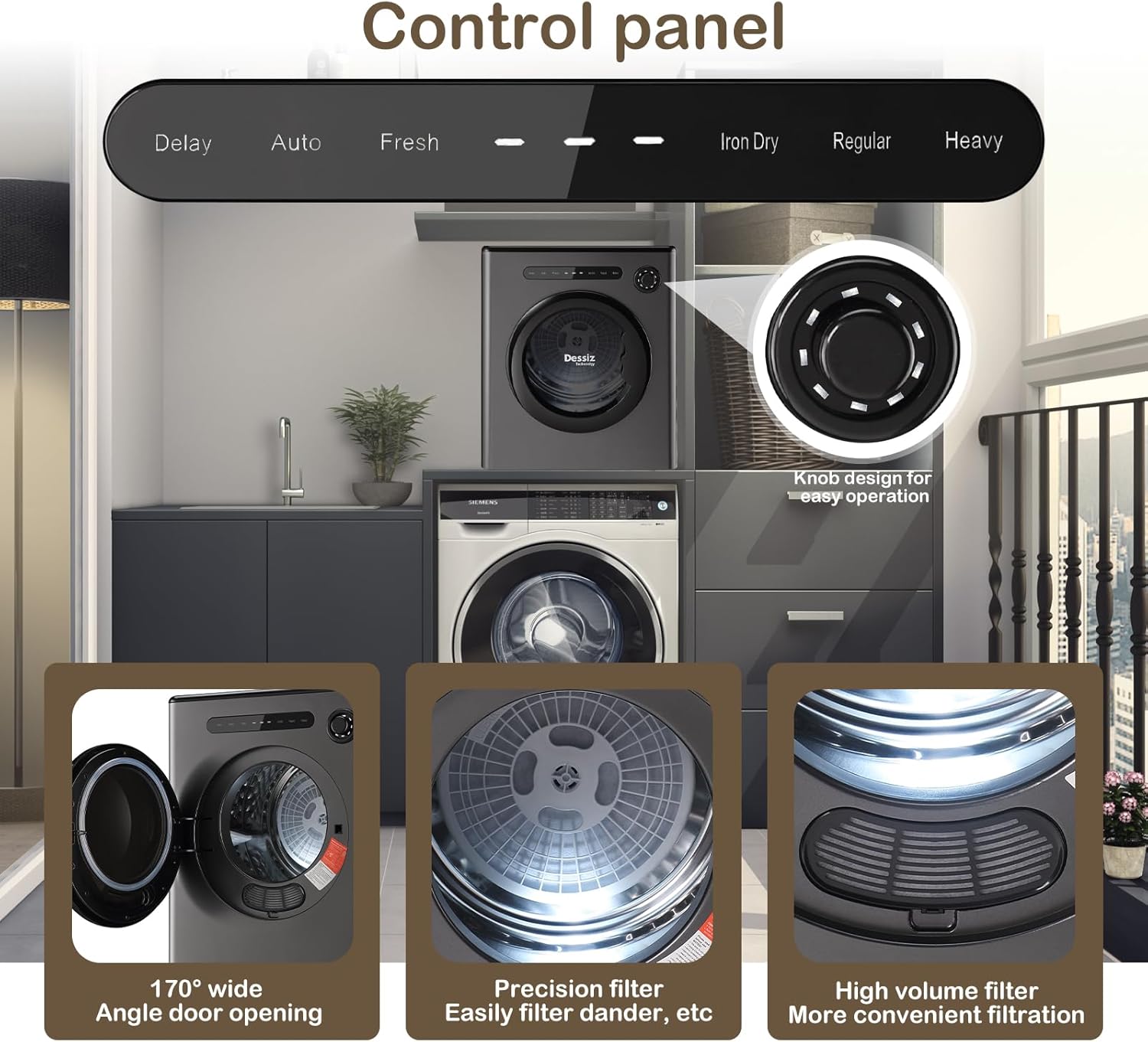 110V Clothes Dryers 950W Dryer 1.6cu.ft Front Load Stainless Steel 11lbs Electric Dryers Machine with Exhaust pipe for Apartment,RVs,Dorms,Auto Stop and Easy Control