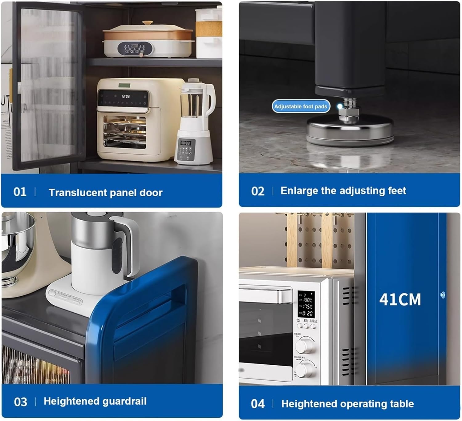 Microwave Storage Stand,Kitchen Small Appliance Cabinet Storage, 6 Tier Free Standing Microwave Stand Metal Shelves, Bakers Rack Metal for Kitchen Spices, Dishes, Pots, Pans (Color : White,