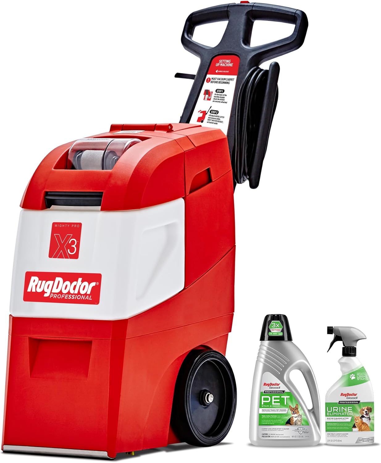 Rug Doctor X3 Commercial Carpet Cleaner - Pet Pro Pack, Includes Commercial Carpet Cleaning Machine, 48 oz. Pet Stain & Odor Carpet Cleaner and 22 oz. Urine Eliminator