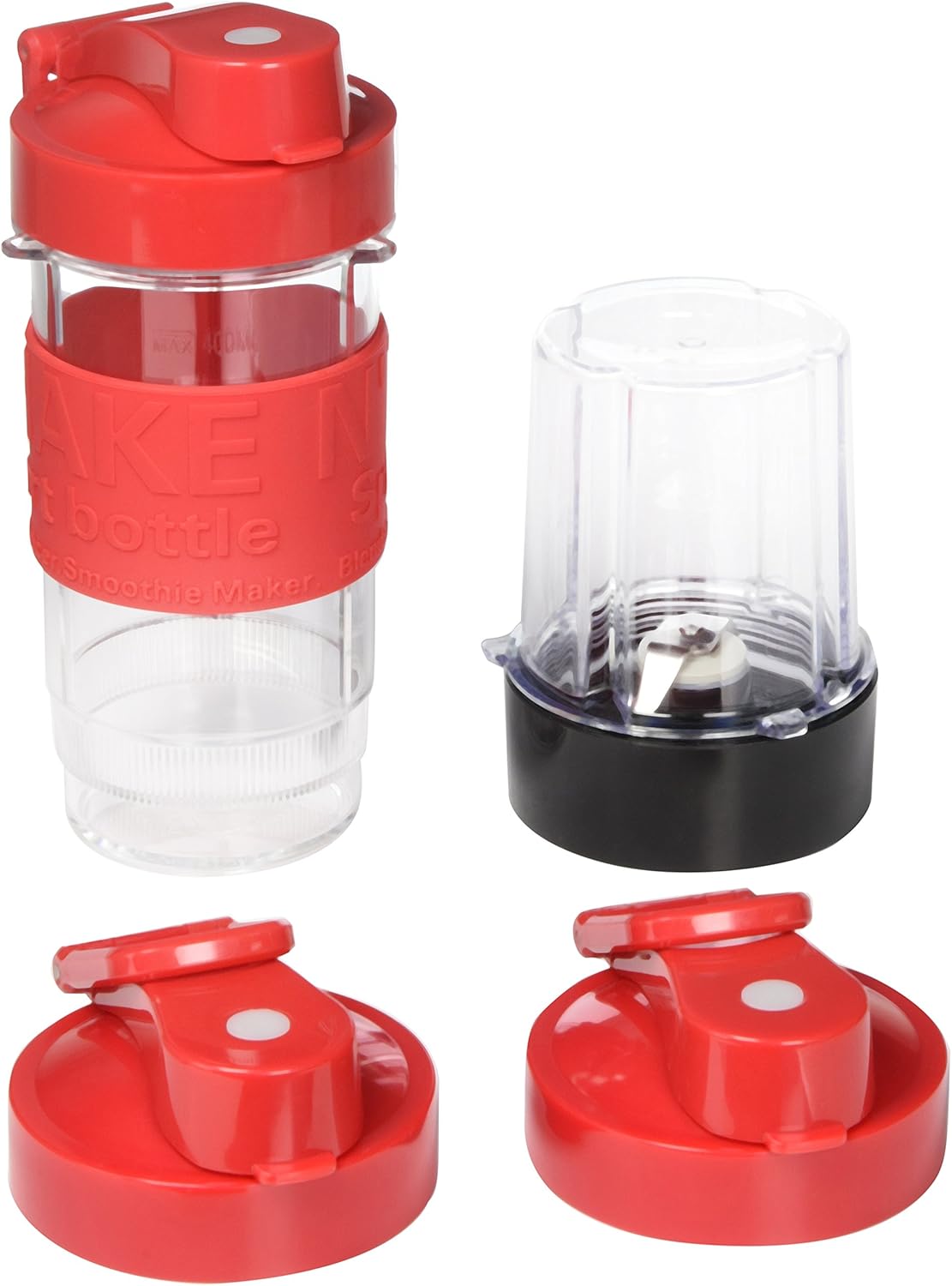 Mironi Personal 500-Watt Mini Blender and Smoothie Maker with Grinder Cup, 2 Blender Bottles and Recipe Booklet, Red