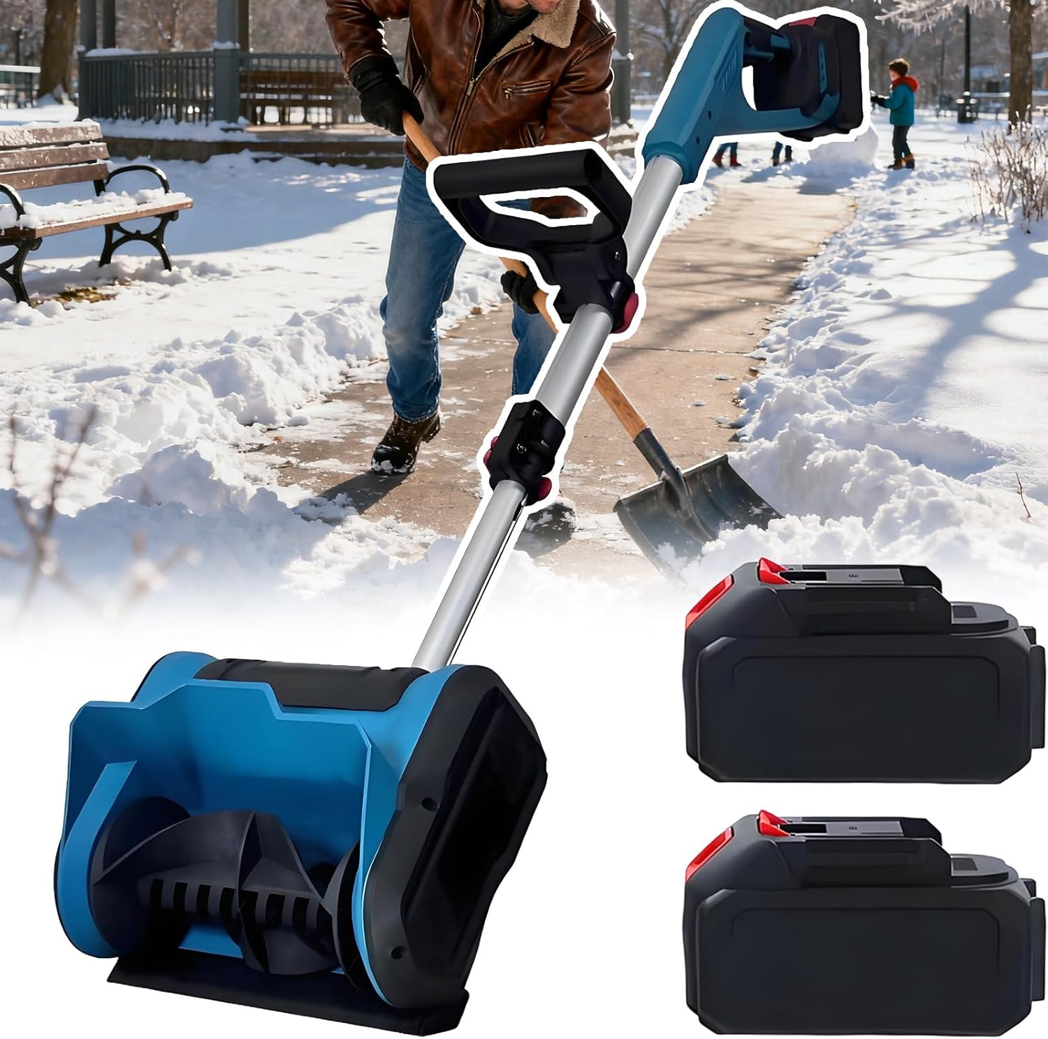 Residential Snow Shovel Battery Powered – Electric Shovel for Snow Removal 21v, Clearance Snowblowers 7.2lb Light ＆ 6