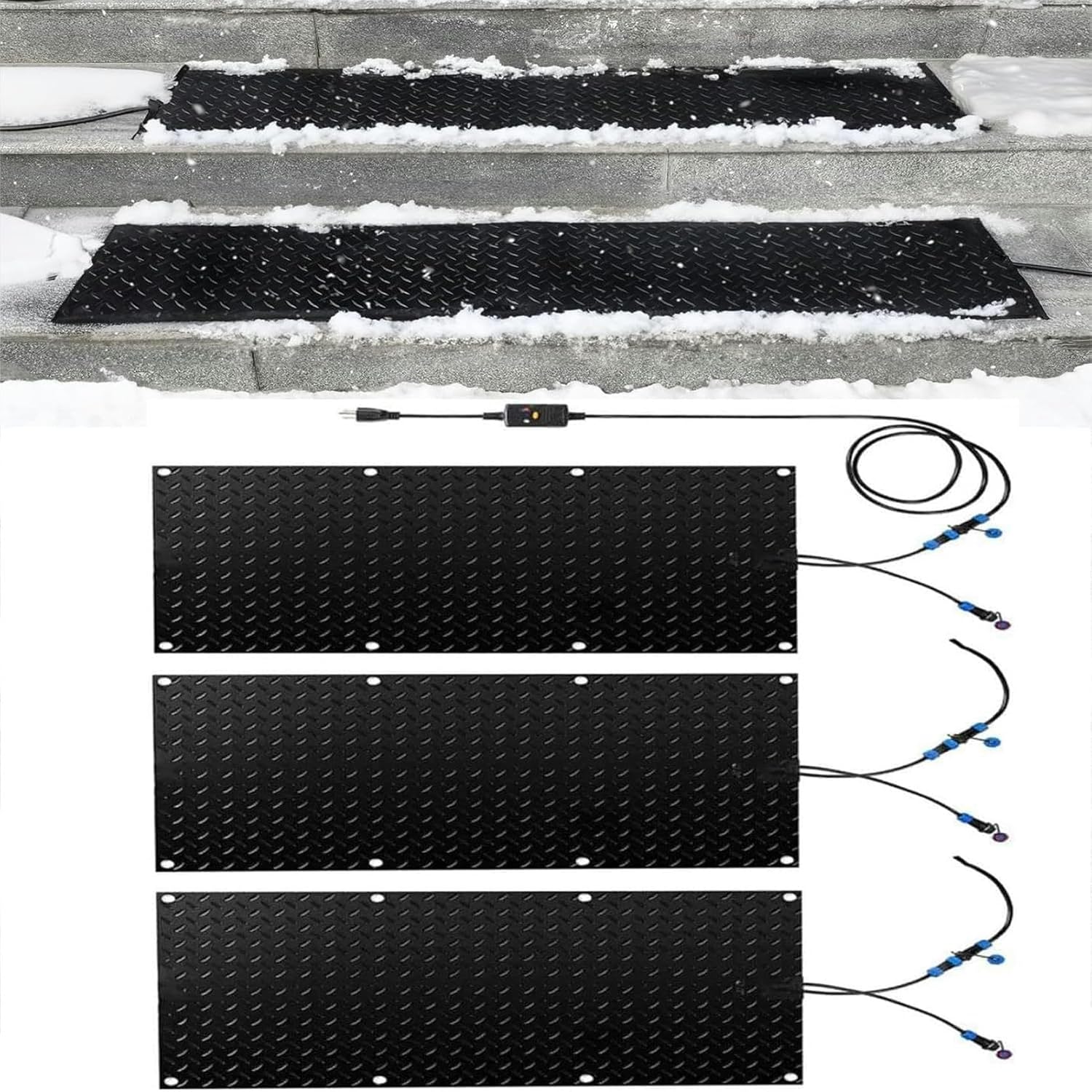AMNOOL Snow Melting Walkway Mat Roof Heat Panel for Ice Dams Non Slip Rubber Heated Mat Black Roof Heated Outdoor Mats for Winter