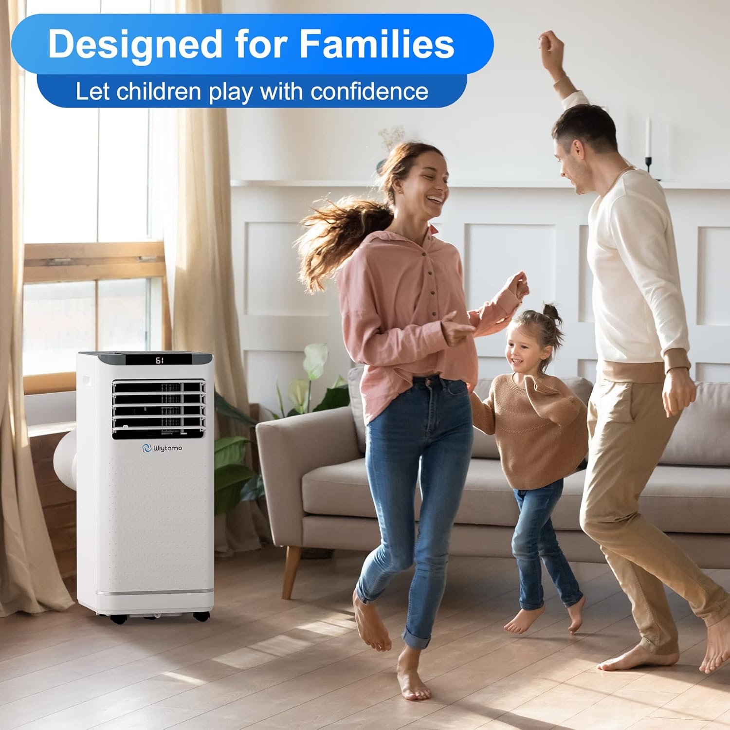 10,000 BTU Portable Air Conditioners for Room Up to 450 Sq.Ft, 4-in-1 Portable AC Unit, Heater, Dehumidifier & Fan with Remote Control, Self Evaporation System, LED Display