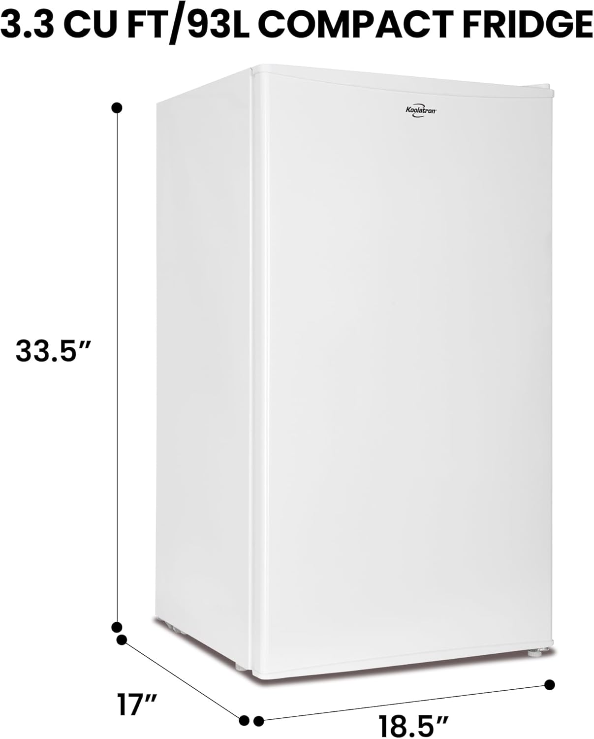 Koolatron Refrigerator - Mini Fridge With Freezer For Kitchen, Bedroom, office, Dorms, Cool Storage For Wine, Beverages, Compact Free Standing, Neveras Pequeñpara, 3.2 Cubic Feet Capacity, White