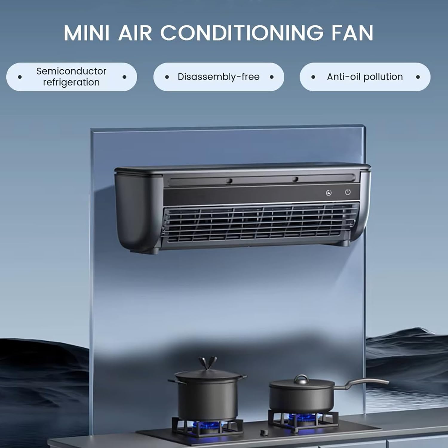 Wireless Charging Quiet AC No Drilling Kitchen Cooling Air Conditioning Three Wind Speeds, with Adjustable Spray Portable Wall Mounted Airs Conditioners Fan,for Home Office, Bedroom (White)