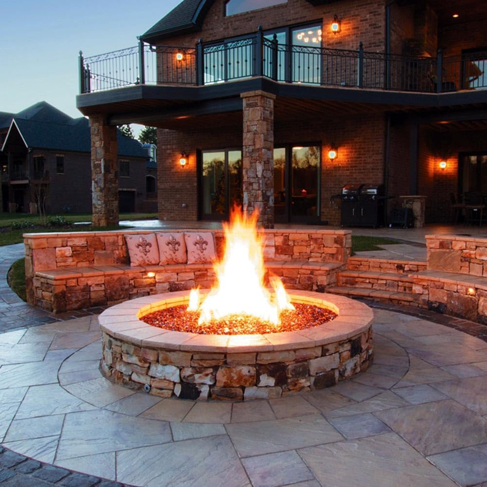 Firegear Match Light Gas Fire Pit Burner Kit (FPB-34DBS31MT-N), Round Flat Pan, Natural Gas, 34-inch