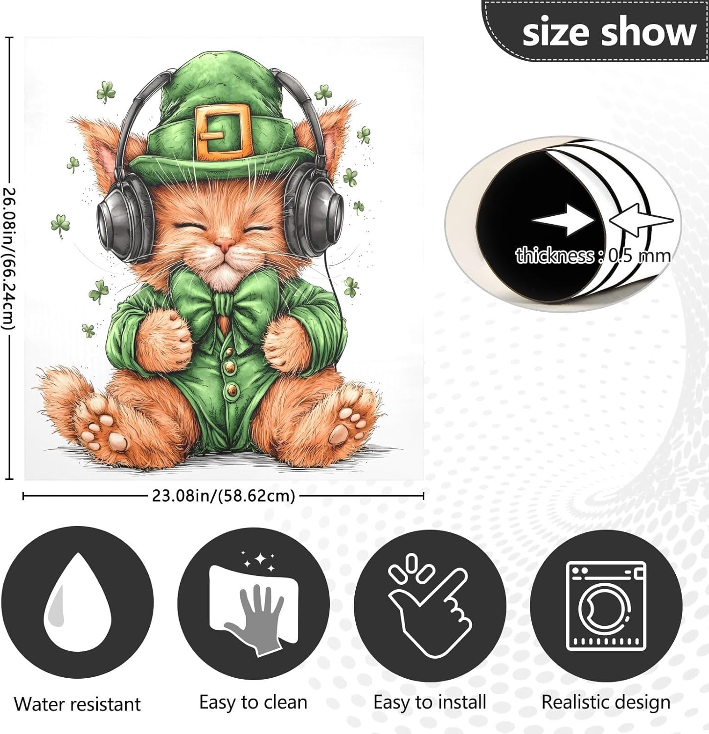 Dishwasher Magnet Cover Large Magnetic Stickers Green Hat Cat Front Dishwasher Cover Reusable Decal for Home Kitchen Anti-Scratch Refrigerator Decorative Lid Washing Machine Laundry 23