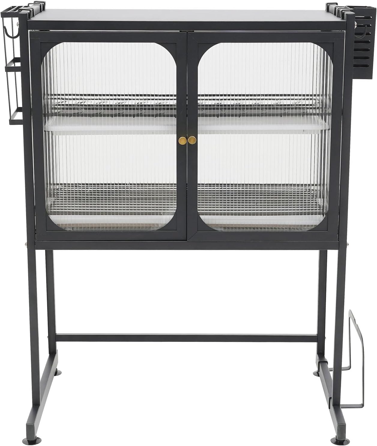 Countertop Microwave Oven Rack, Kitchen Dying Rack with Storage Cabinet Tableware Organizer Shelf with Draining Trays Knife/Chopping Board Holder