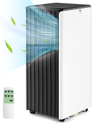 COSTWAY 10000 BTU Portable Air Conditioner, 3-in-1 AC Unit with Dehumidifier & Smart Sleep Mode, 24H Timer & Remote Control, Cools Rooms up to 350 Sq.Ft, Window Kit Included (White + Black)