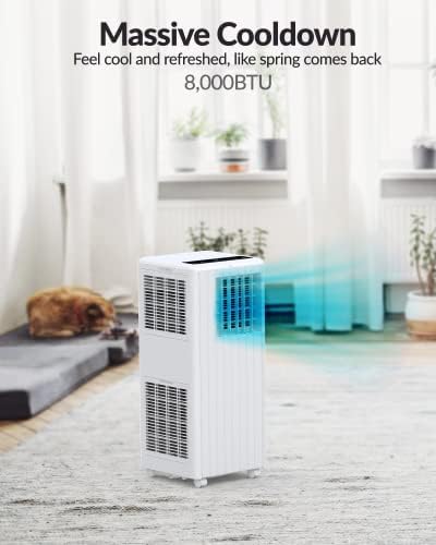 Portable Air Conditioners 8000 BTU Portable AC Unit for Room Bedroom up to 350 sq.ft, Standing Air Conditioner with Cool, Dehumidifier, Fan Modes Remote Control, Timer, Sleep Mode, Installation Kit