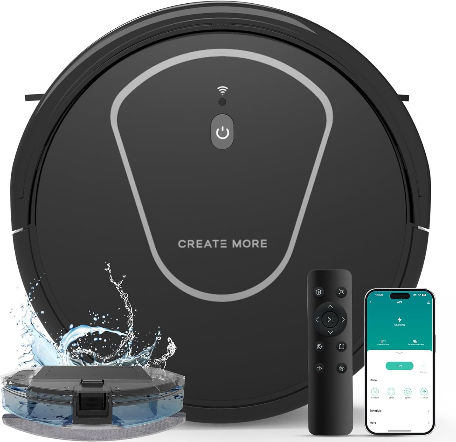 Bagotte Robot Vacuum and Mop Combo, 3-in-1 Robotic Vacuums, 5000Pa Strong Suction Brushless Motor, Auto Recharging,Tangle Free, Timing Function, App/WiFi/Voice/Remote for Hard Floor and Pet Hair