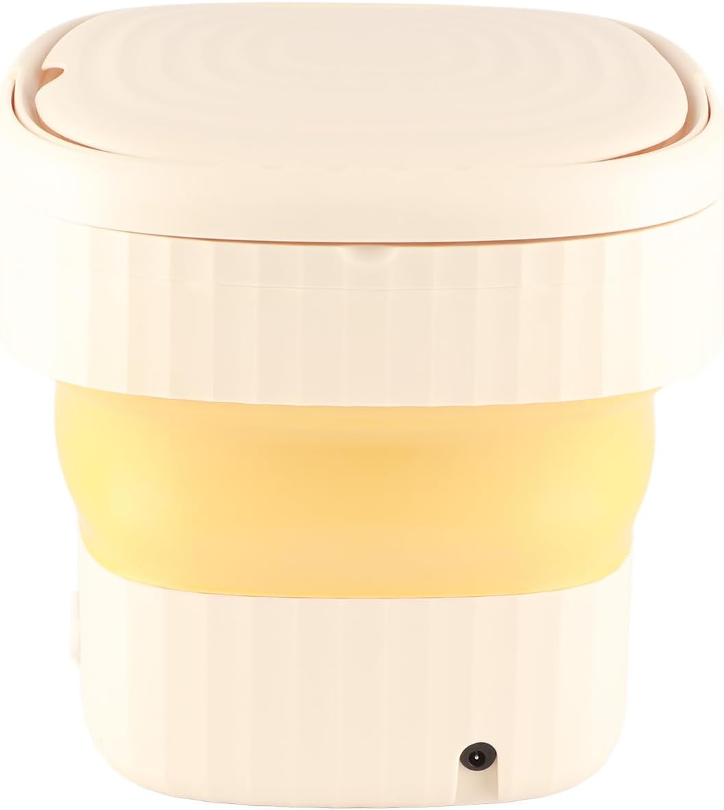 Portable Washing Machine, 6L Mini Laundry Washer for Sock Towel Rag, Foldable Washing Machine for RV Outdoor Camping Travel(Yellow)