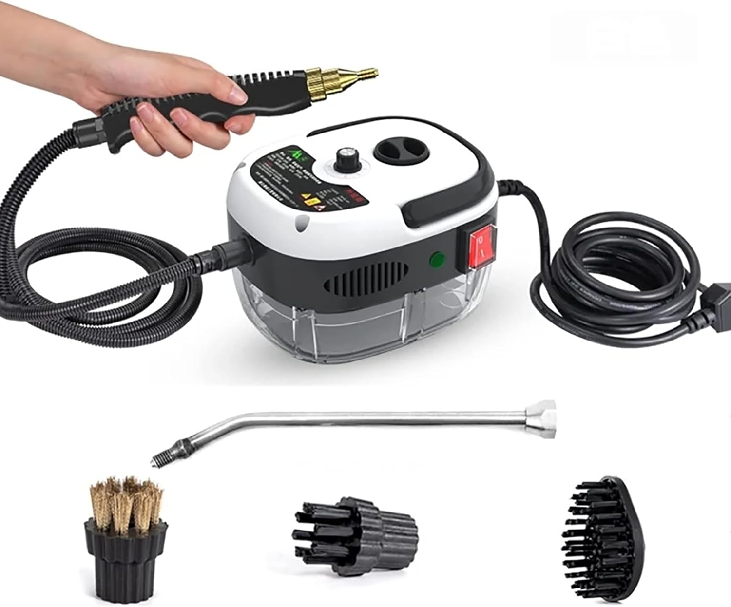 McbeAn Steam Cleaners, 2500W Handheld Steam Cleaner with 3 Brush Heads, 6-Level Adjustment, 3BAR Steam, for Home Use Grout Tile Car Detailing Kitchen Bathroom