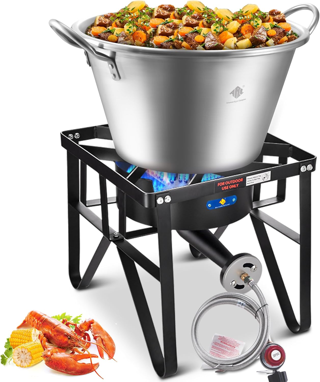 ARC Cast Iron Mexican Cazo Para Carnitas With 200,000 BTU Propane Stove,Great for Carnitas, Braising, Seafood Boiling, Inoxidable Wok comal Fry,For Outdoor Cooking (41QT)