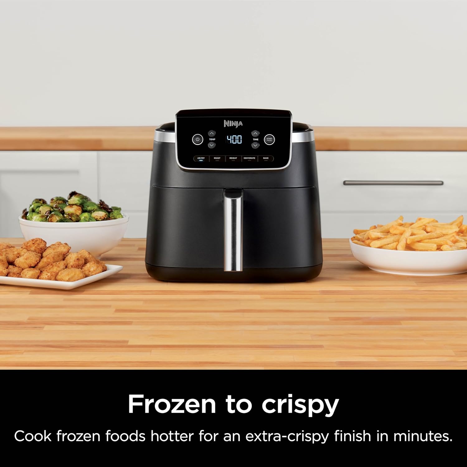 Ninja | Air Fryer | 5 QT Capacity | 5-in-1 Air Fry, Bake, Roast, Reheat, & Dehydrate | Air Crisp Technology | Nonstick Basket & Crisper Plate | Grey | AF142