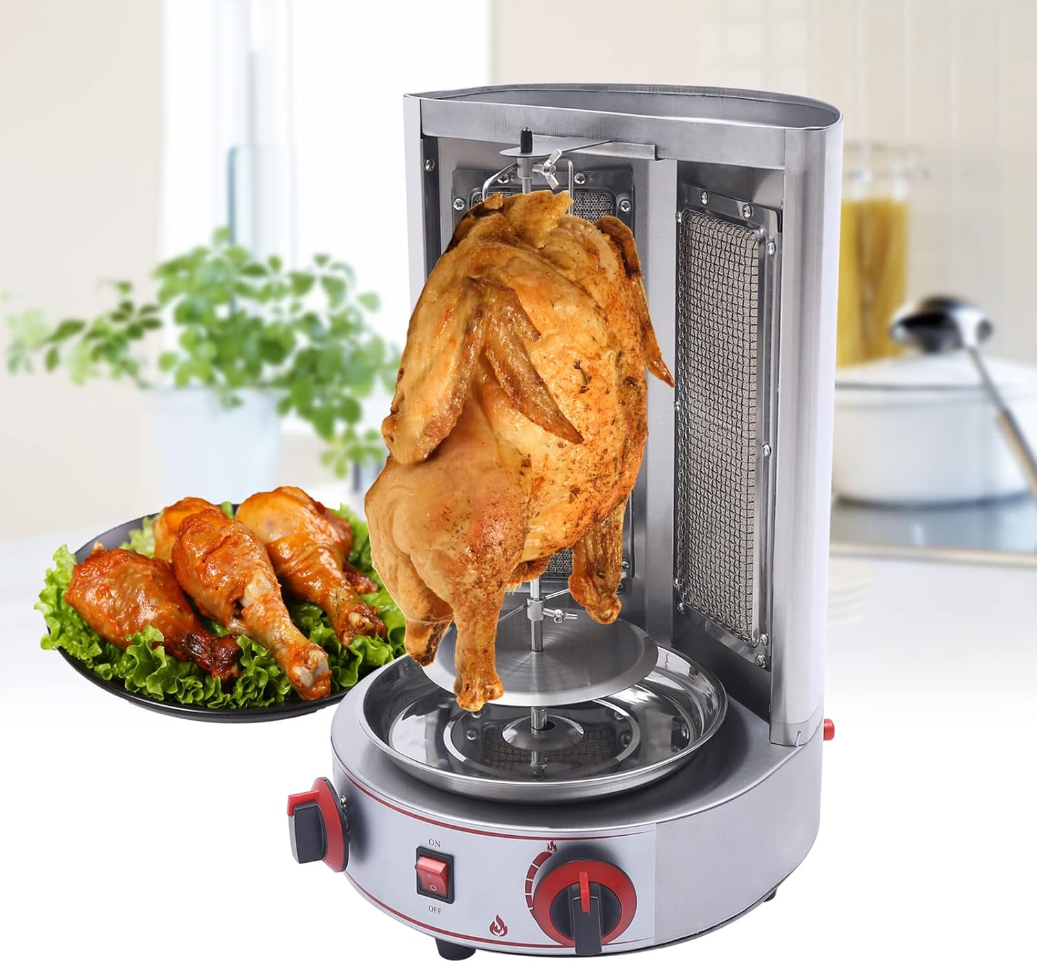 Shawarma Grill Machine Propane Doner Kebab Machine Vertical Gas Broiler Shawarma Machine Spinning Doner Kebab Gyro Grill Machine