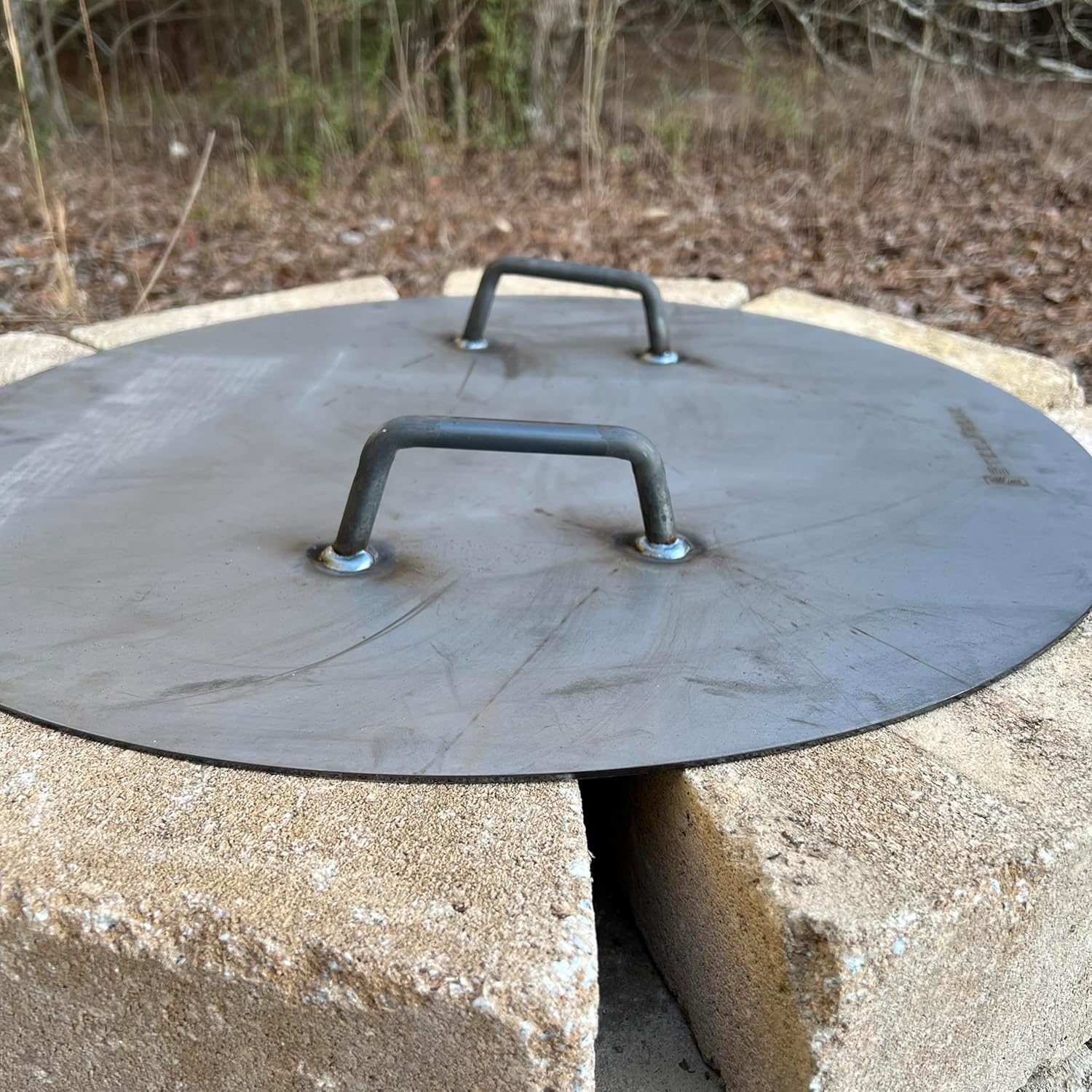 SteelFreak Heavy Duty Raw Steel Fire Pit Cover Lid - Made in the USA (Circle, 36 Inch)