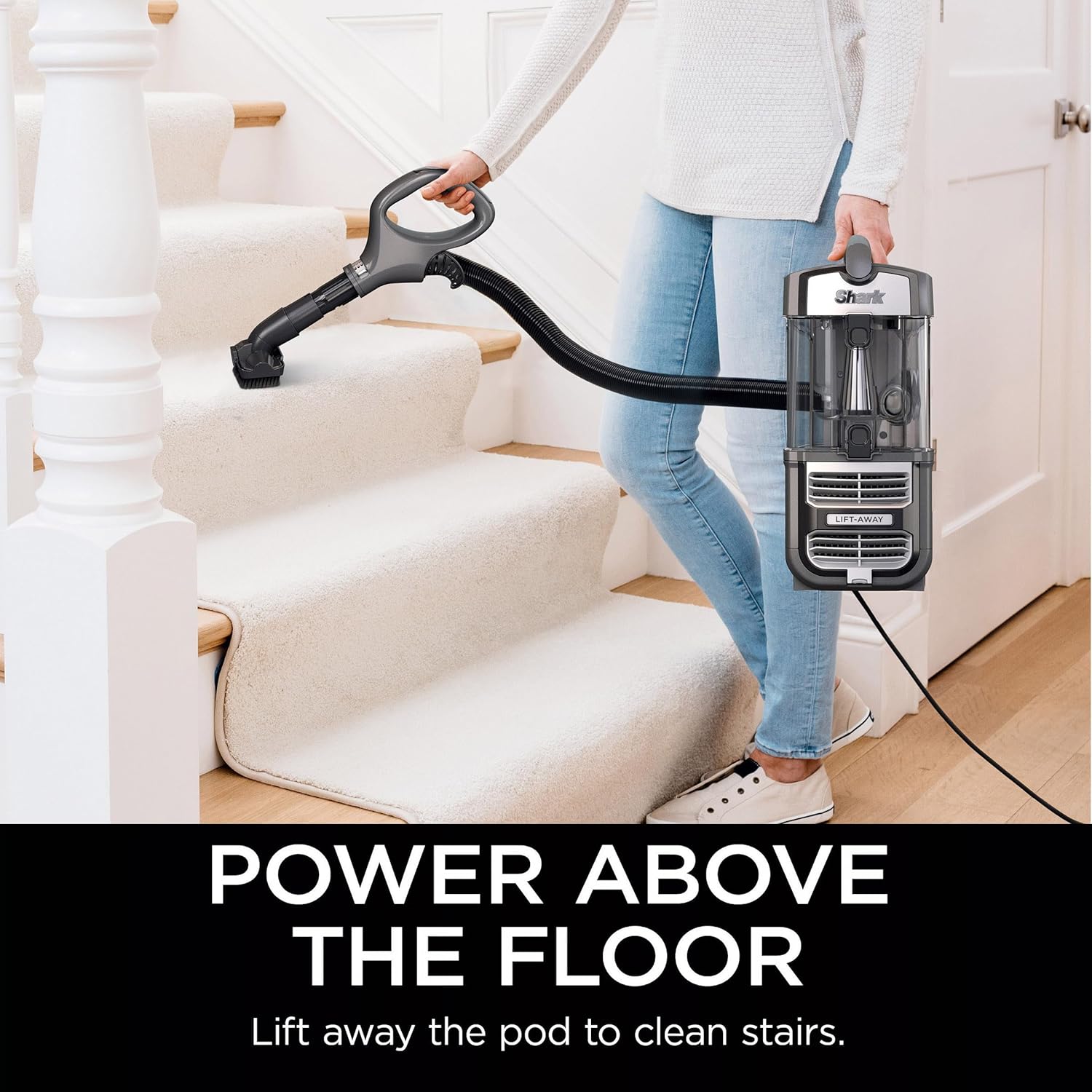 Shark UV730 Navigator Lift-Away Upright Vacuum, PowerFins HairPro Self-Cleaning Brushroll, HEPA Filter with Anti-Allergen Technology, LED Headlights, Swivel Steering, Gray (Renewed)