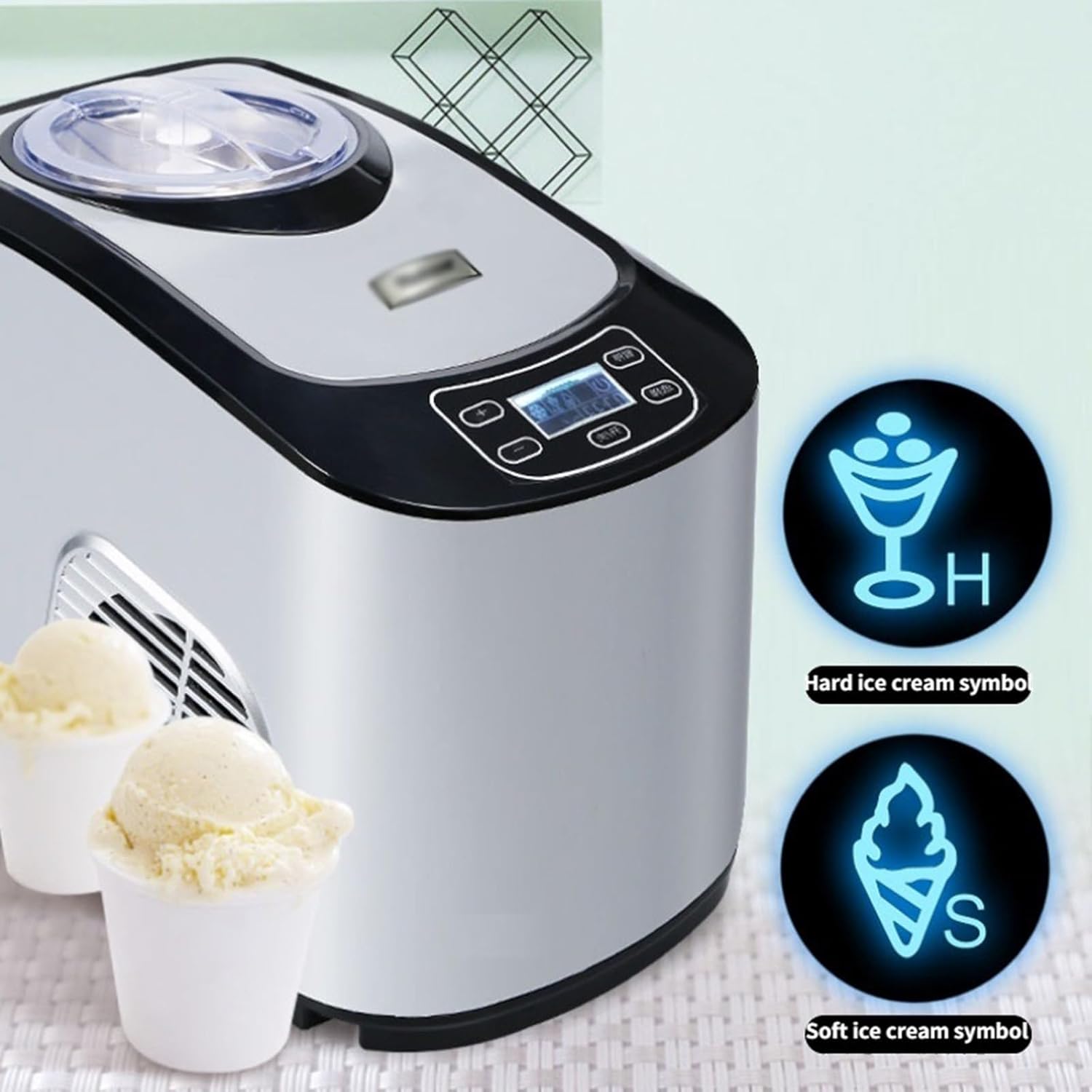 Ice Cream Maker Full Automatic Compressor for Ice Cream Machine Fast Household Milk Tea Shop Commercial Small Mini Homemade Ice Cream Machine Table Top Ice Cream Machine，Fun Kitchen Appliance