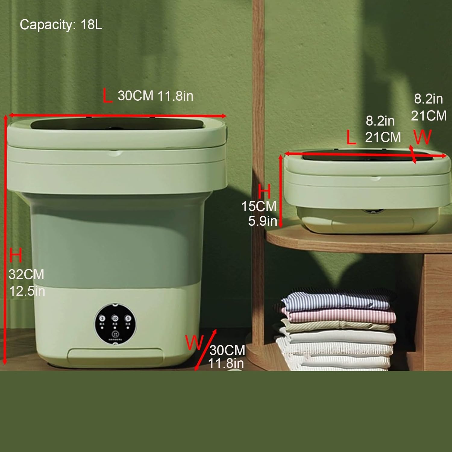 Portable Washing Machine, 2 in 1 Small Washing Machine, Foldable Collapsible Mini Washer and Spin Drying, Cleaning for Underwear, Baby Clothes, Sock, Small Delicates(Rojo,18L)