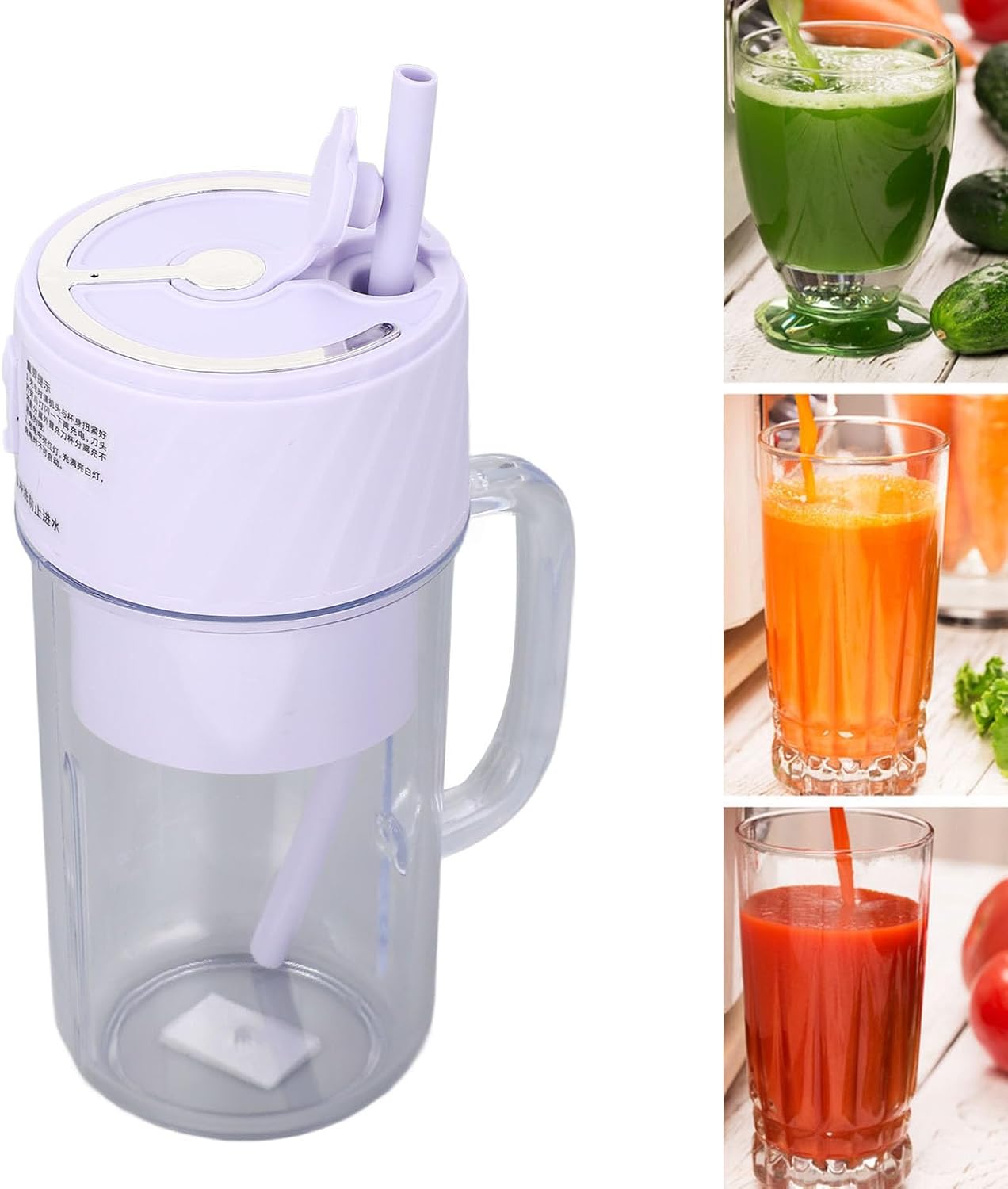 Portable Blender, Rechargeable Blender Travel Cup with Lid and Straw, Blender for Shakes, Smoothies, Juices, Mini Blender for Outdoor Sports, Family, Travel