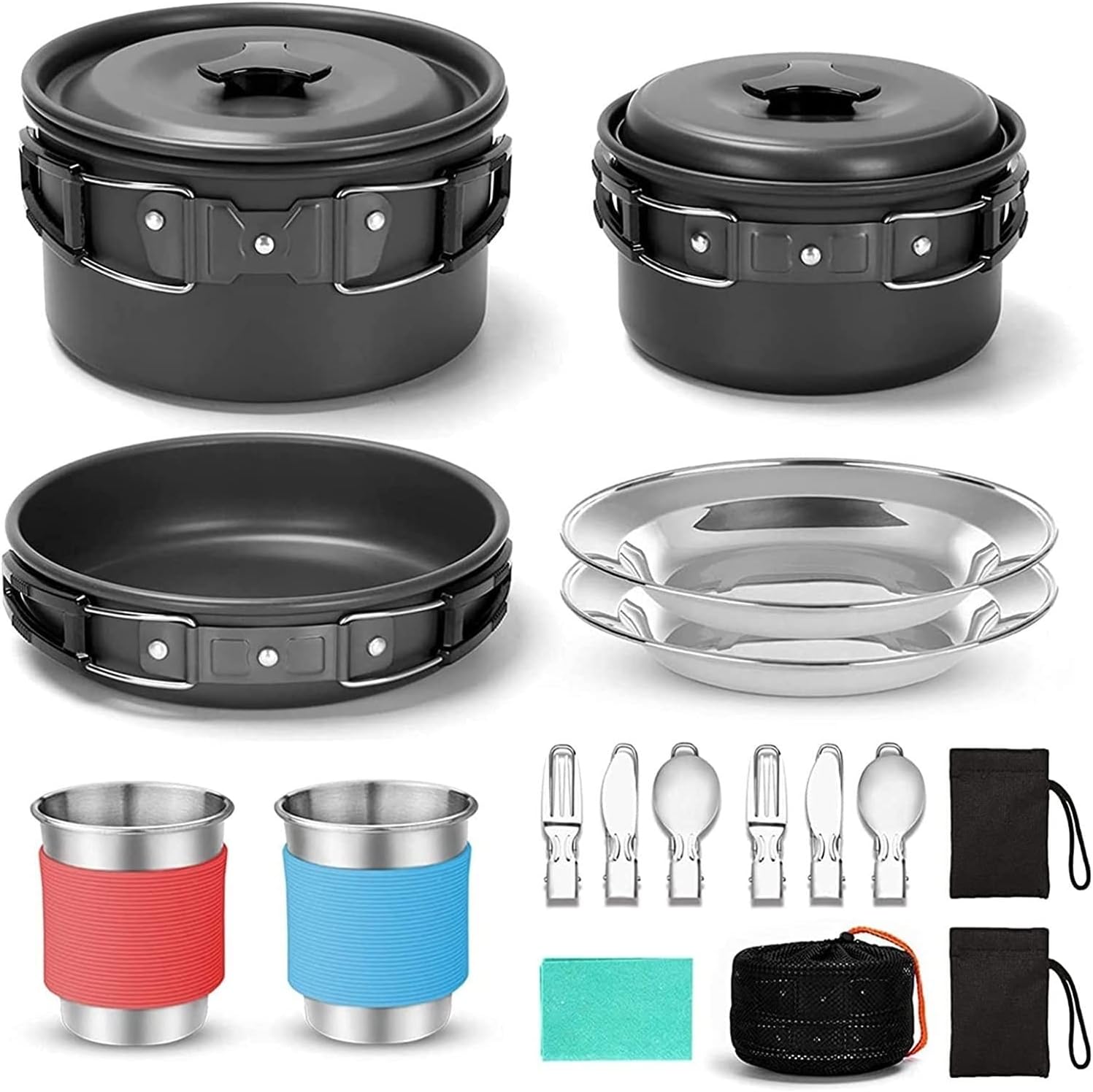 Camping Accessories Outdoor Cooking Utensils Camping Pot Set 1-2 People Portable Picnic Barbecue Pot Set for Outdoors Sports