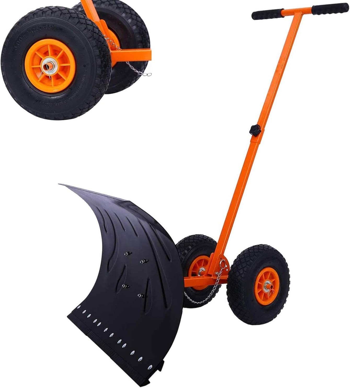 Snow Pusher Shovel Adjustable Snow Shovel with Wheels Rolling Snow Plow Shovels Driveway Or Pavement Snow Removal Tool
