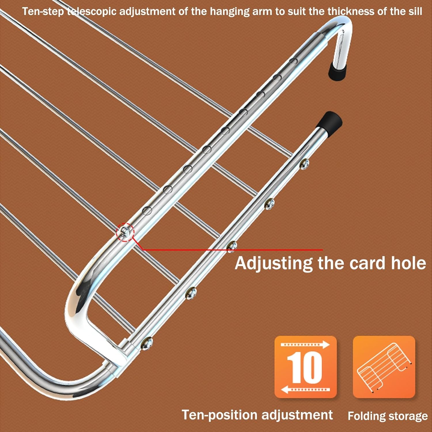 Portable Stainless Steel Folding Clothes Airer with Adjustable Arms 5 Bar Indoor Clothes Drying Rack for Balcony Railings Windowsills and Radiators Compact and Lightweight Clothes Dryer for Travel