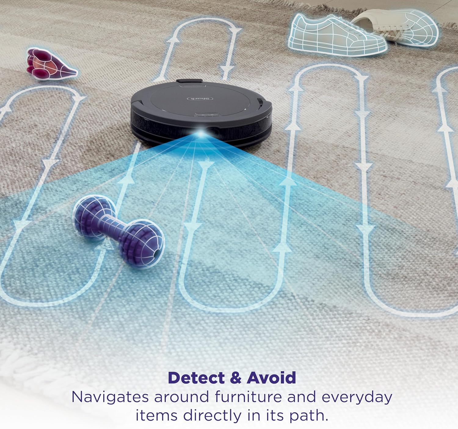 Shark Navigator Robot Vacuum and Self-Empty Base with Bagless 60-Day Capacity Self-Empty Base, SmartPath Navigation, Powerful Pet Hair Pickup, Anti-Hair Wrap, For Carpets & Hard Floors, Grey, RV2120AE