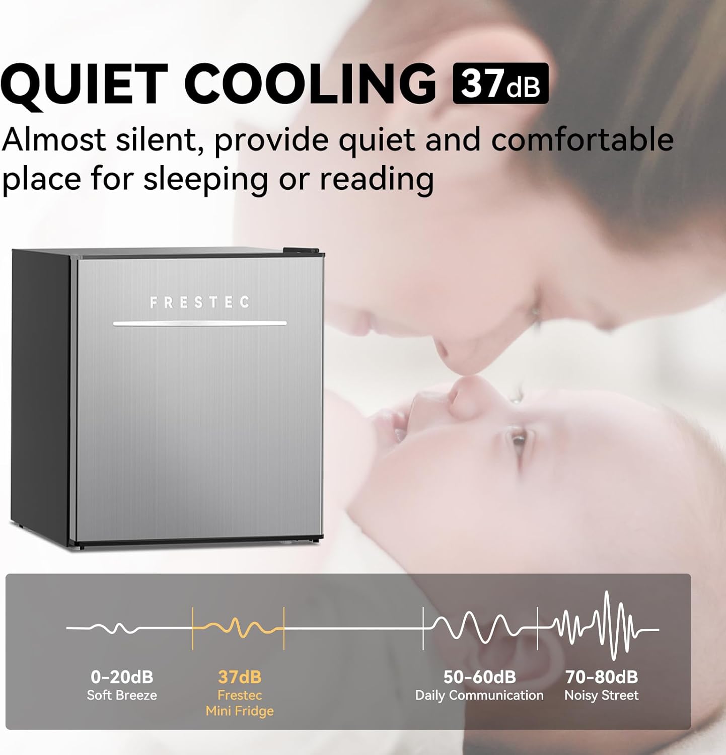 Frestec 1.7 Cu.Ft Mini Fridge with Freezer, Mini Fridge for Bedroom, Small Refrigerator, Dorm Refrigerators with Freezer, Compact Refrigerator for Office, Apartment, Dorm, Bedroom (Grey)