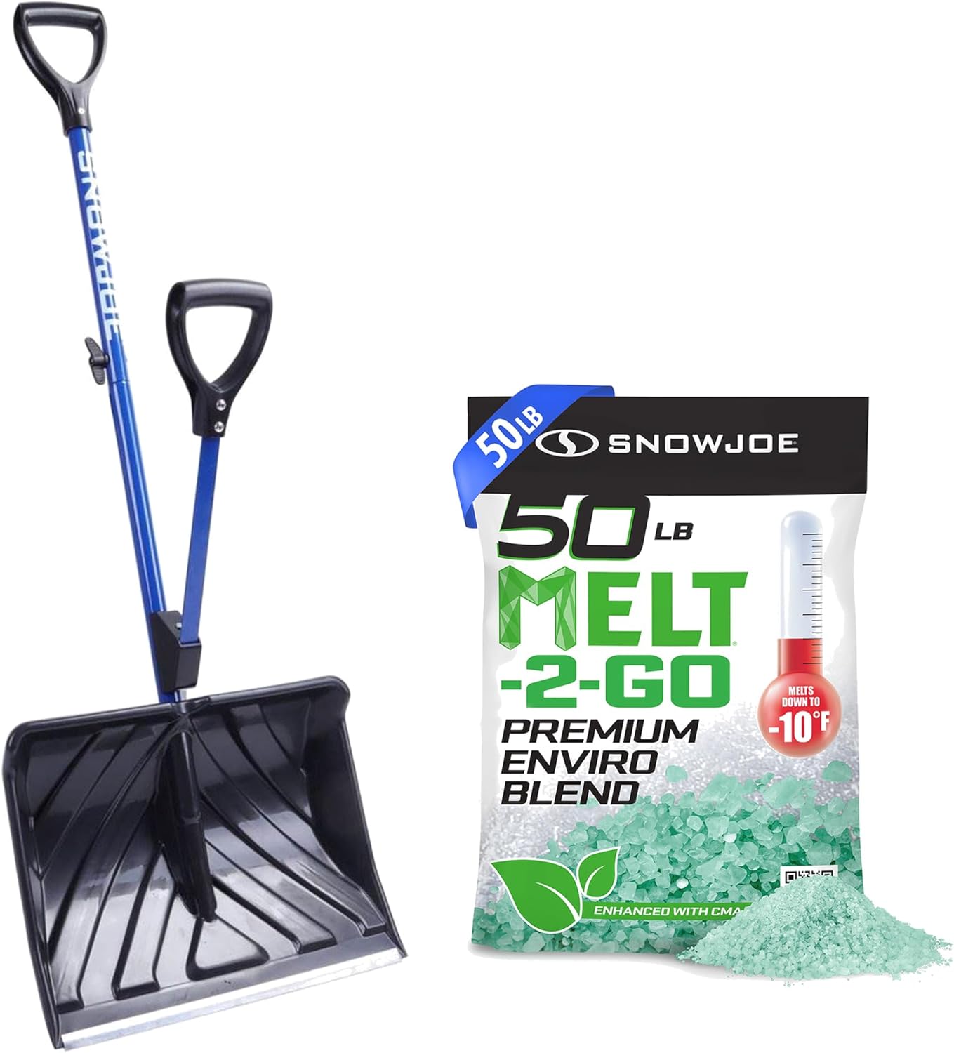 Snow Joe Shovelution Snow Shovel and 50 Pounds Ice Melt Pellets Snow Removal Set