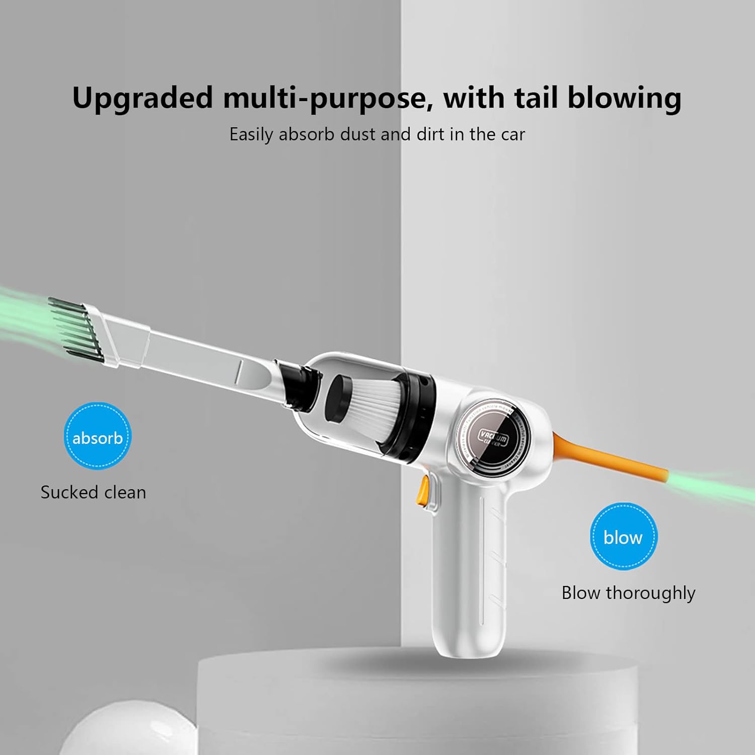 Cordless Car Vacuum with Powerful Suction, Blowing and Vacuuming 2 in 1 Vacuum Cleaner, Keyboard Cleaner, USB Rechargeable, Lightness & Cordless, Long Lasting Battery