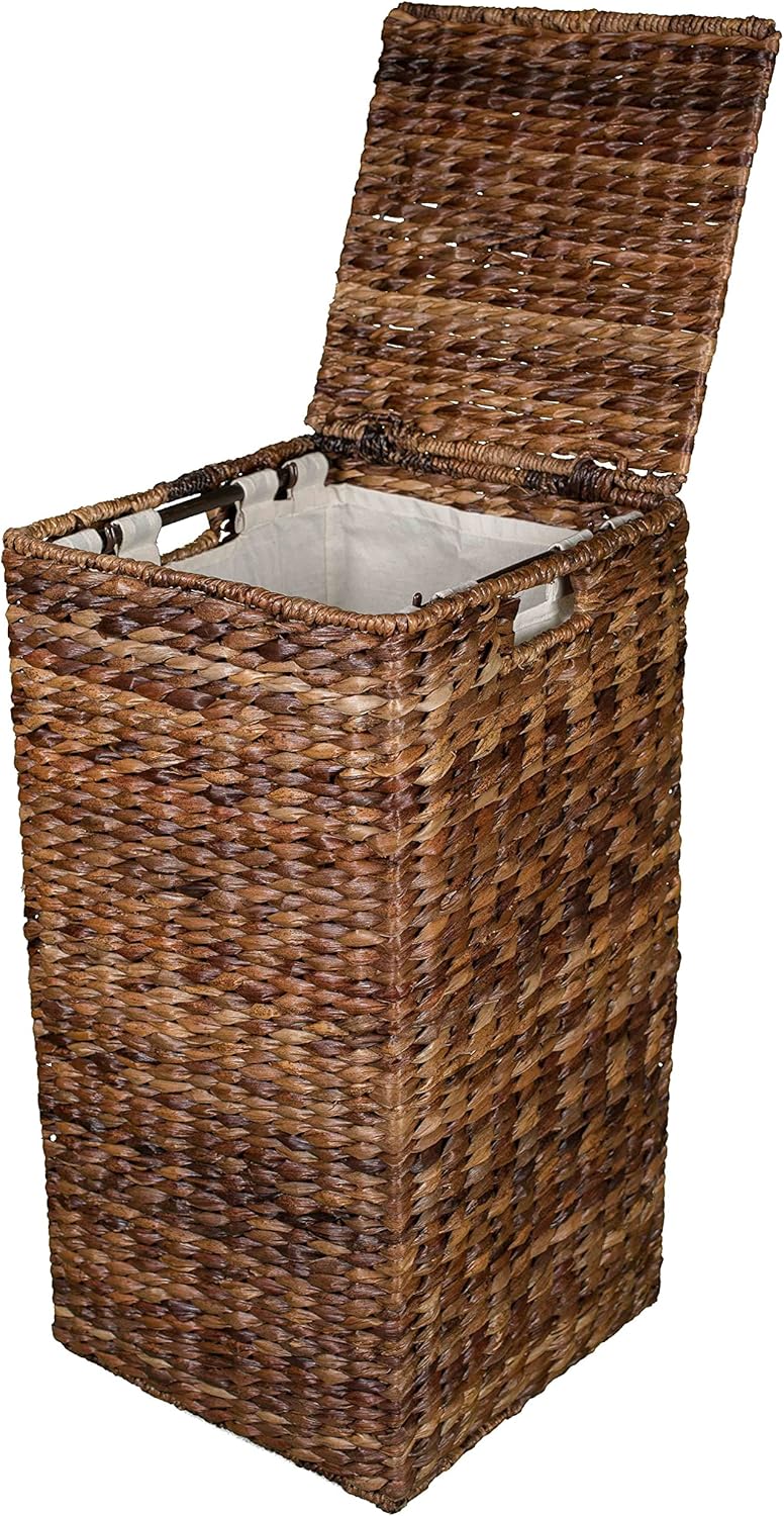 BIRDROCK HOME Seagrass Square Laundry Hamper with Removable Bag - Handwoven with Durable Abaca Fibers - Long Lasting Laundry Bin Storage for Dirty Clothes - Organizer Basket Use for Bedroom & Bathroom