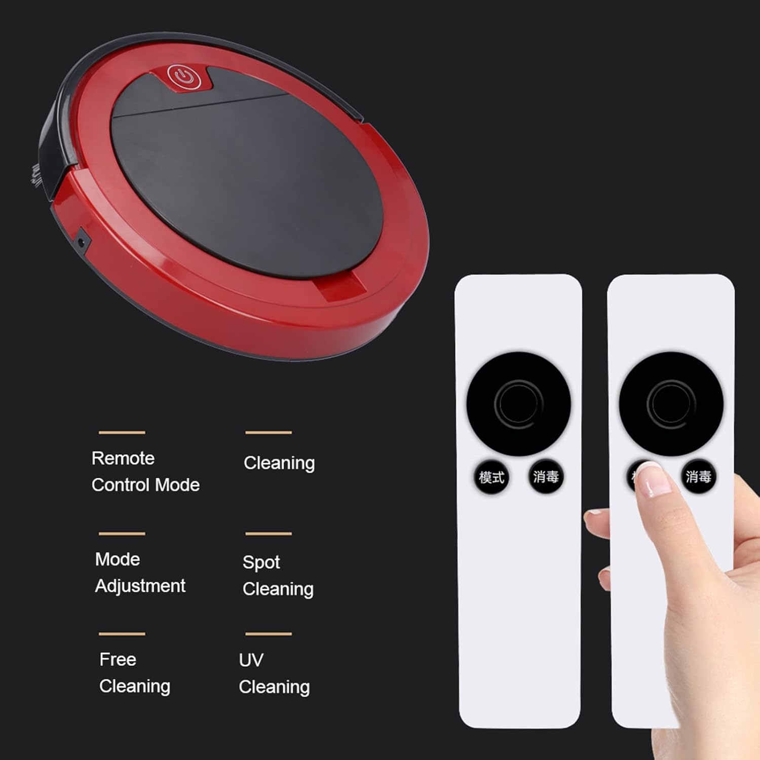 Intelligent Remote Control USB Rechargeable Floor Dust Sweeping Robot Vacuum Cleaner DC5V Red