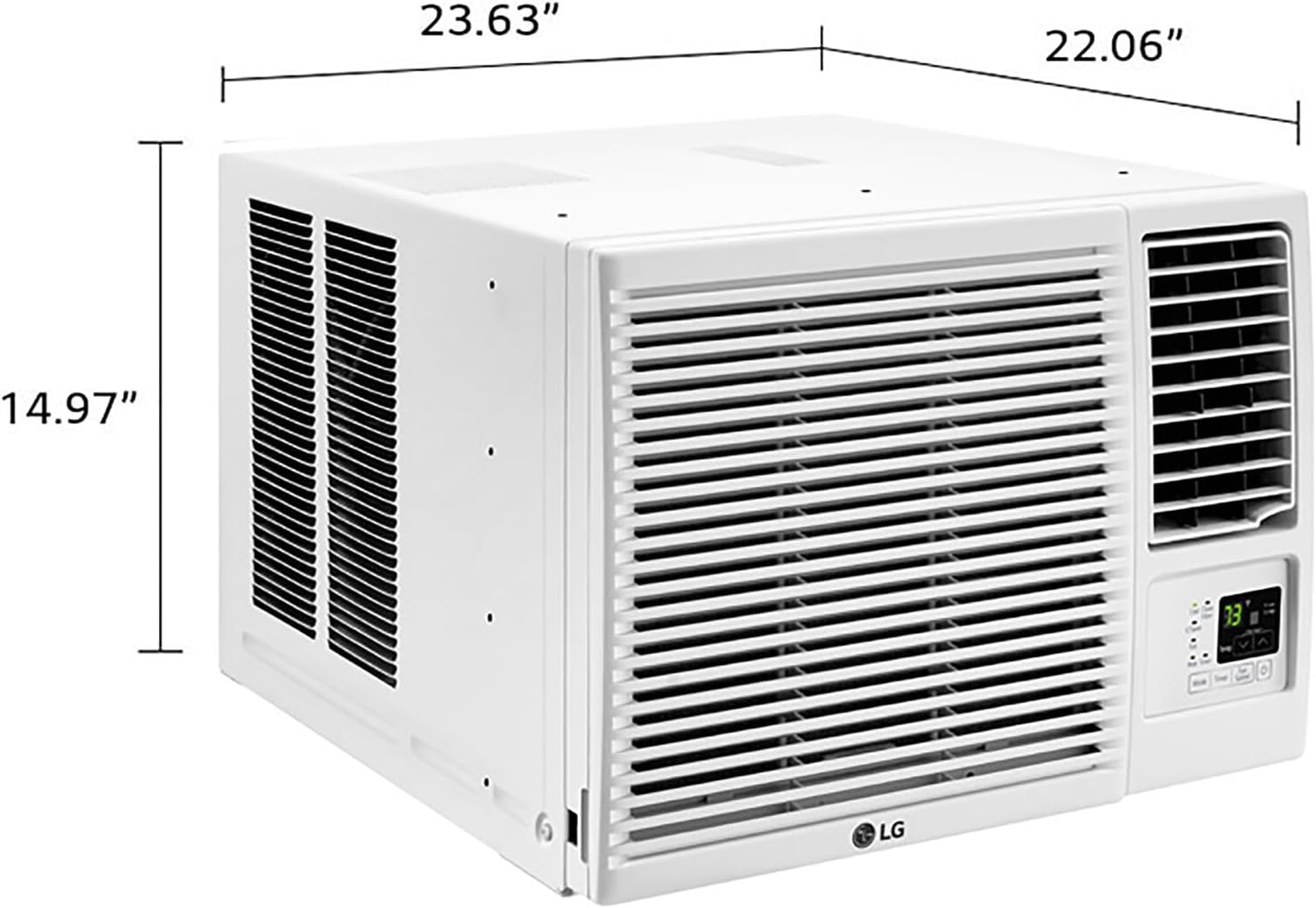 LG 12,000 BTU Smart Window Air Conditioner with Supplemental Heat, 230V, Cools 550 Sq.Ft. (22' x 25' Room Size), 2 Cooling, Heating & Fan Speeds, Works with LG ThinQ, Amazon Alexa, and Hey Google