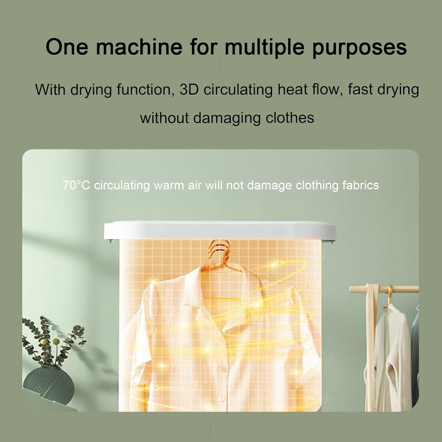 EERSTA Drying Clothes Care Machine, Household Small Quick-Drying Foldable Clothes Dryer, Fully Automatic Steam Ironing Clothes Dryer