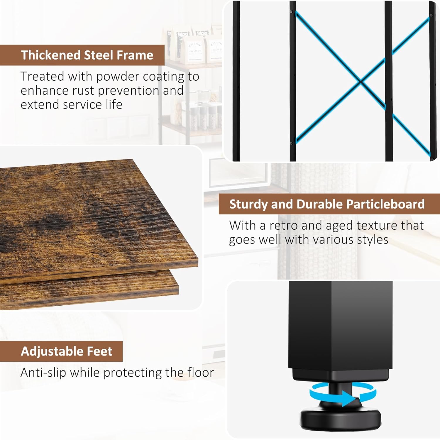 Mini Fridge Shelf Mini Fridge and Microwave Stand Over Mini Fridge Storage Rack 3 Tier Microwave and Fridge Stand Suitable for Dorm, Kitchens, Offices, Brown