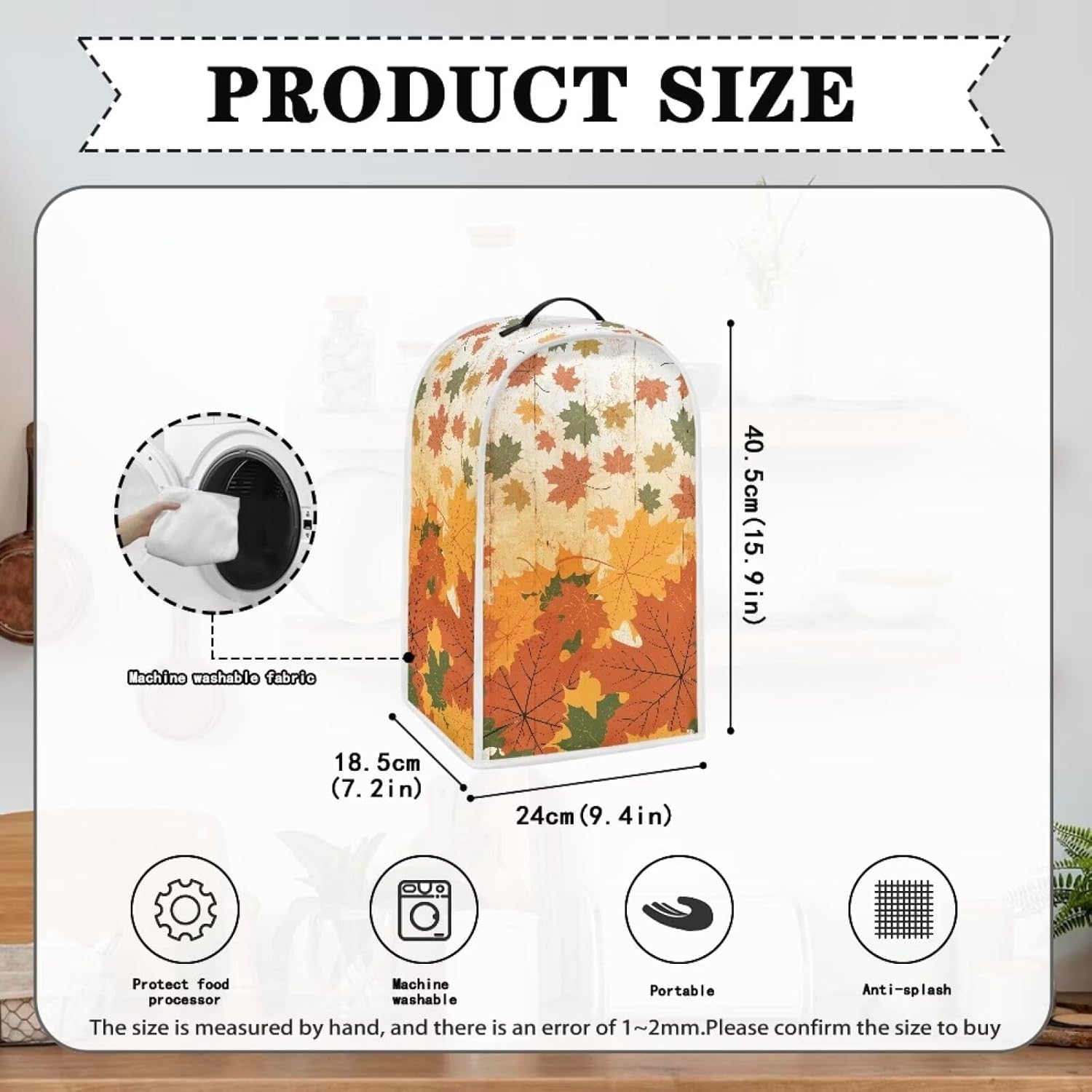 DISNIMO Fall Maple Leaves Mixer Blender Cover Kitchen Appliance Cover Anti Fingerprint Keep Clean Dust Proof Fitted Stain Resistant for Household