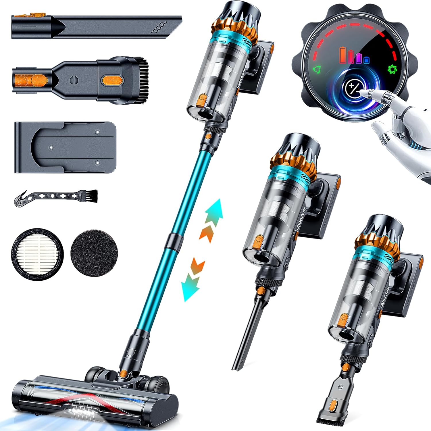 450W 45Kpa Cordless Vacuum Cleaner, Powerful Lightweight Stick Vacuum with LED Headlights & Brushless Motor & 45 Minutes Runtime, Household Vacuum Cleaners for Home Pet Hair Carpet Hardwood