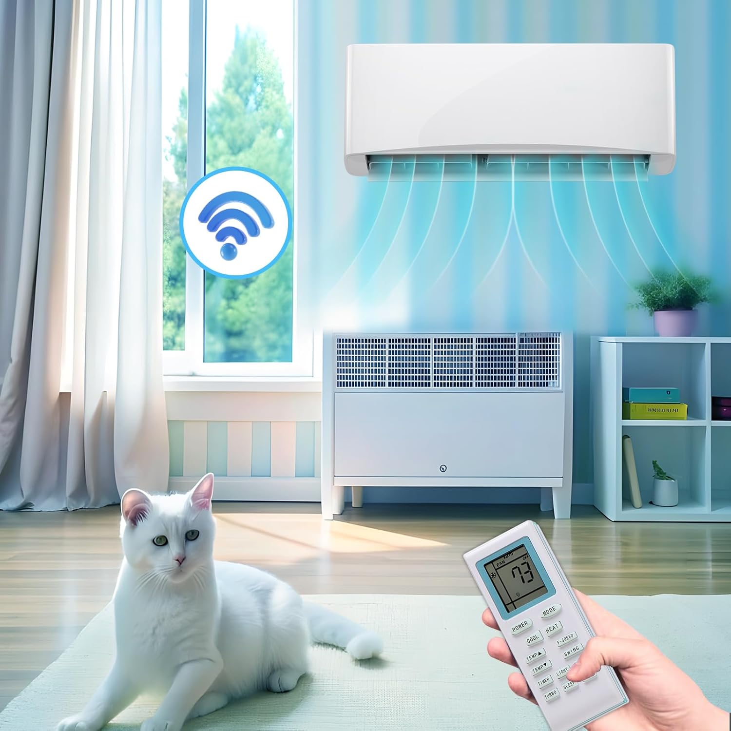 9000 BTU Mini Split Air Conditioner/Heater with Heat Pump 17 SEER2 115V Split AC Unit, Max Coverage Area Up to 450 Sq. Ft, Remote Control, Multiple Modes White