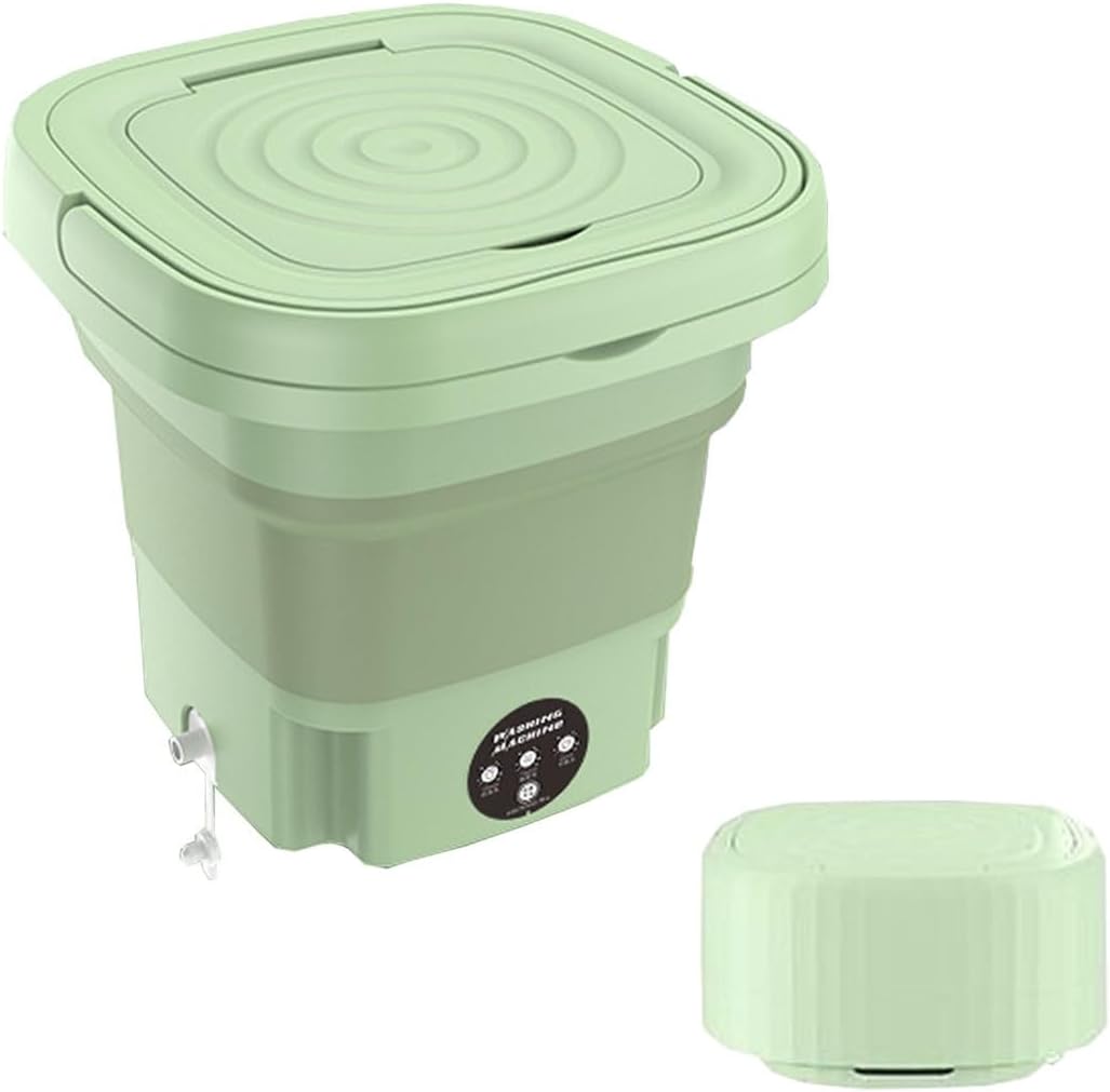 Generic 2 In 1 Portable Washing Machine 12x12x11.4in Foldable Upgraded Large Capacity Washer Suitable For Apartments, Dorm, Camping, RV, Travel Laundry(Green), FBKPPNPPB-8A29A0570437CB01FFE348E0701